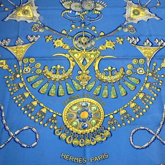 HERMES Carre 90 - Blue Yellow Multi Scarf 186-071725 - Picture 3 of 5